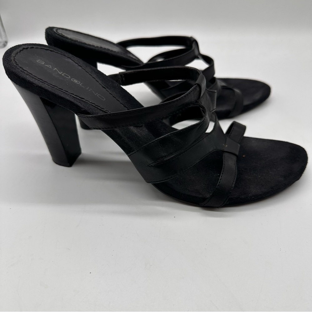 Bandolino Black Leather Strappy Heels 9